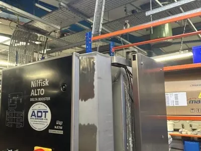 Nilfisk ALTO Delta Booster multi-pump system prior to water tank and system upgrades in a Birmingham food processing factory, before improvements to support higher demand during nightly clean-down operations.